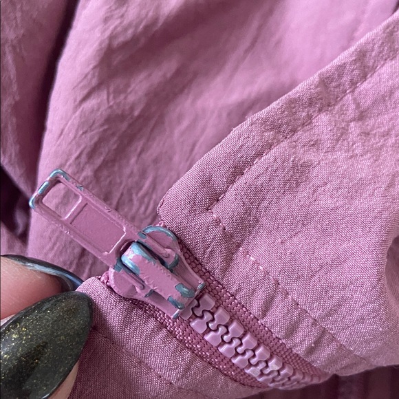 Vintage shirred zip up nylon jacket mauve pink windbreaker free people vibes M - Picture 16 of 16